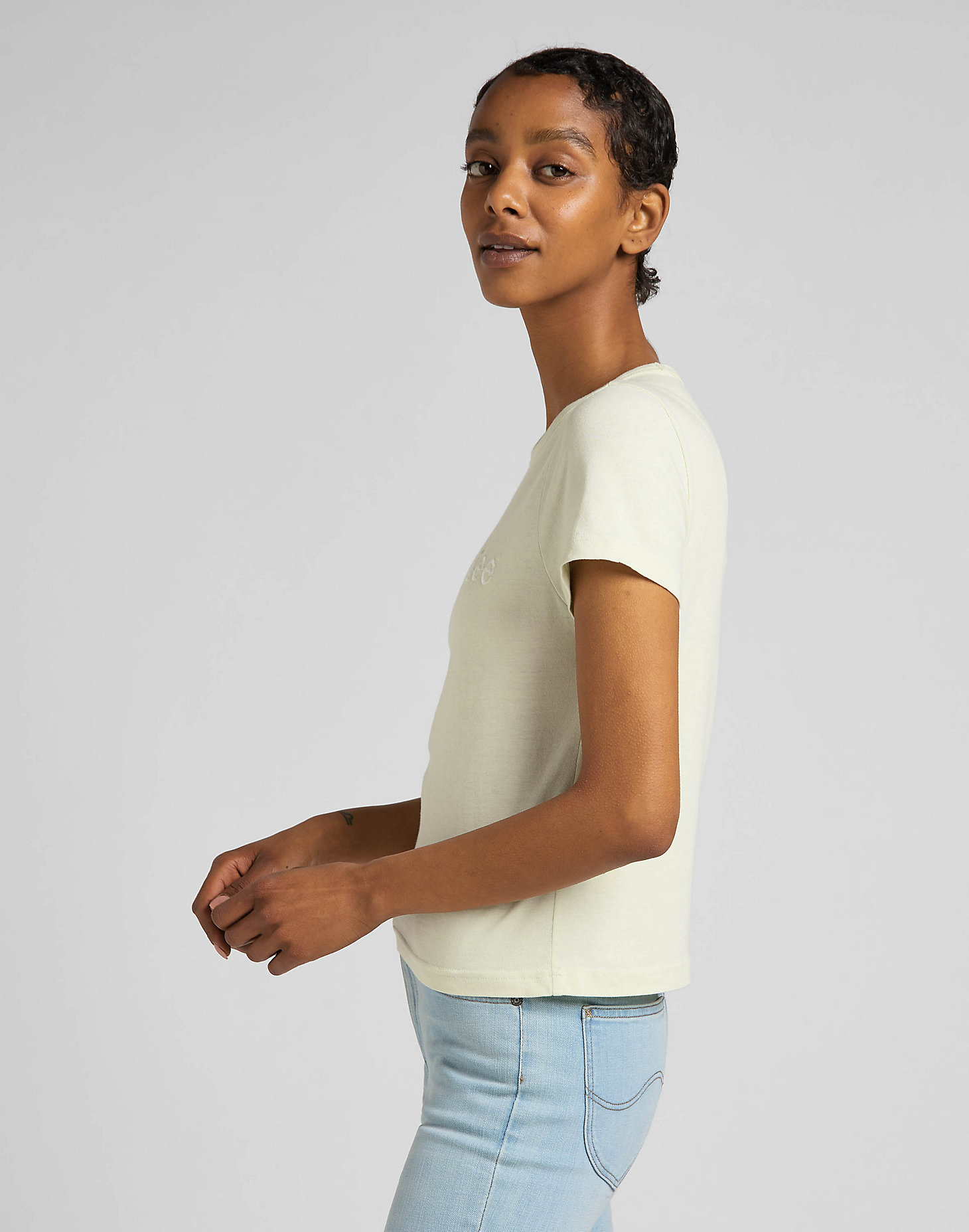 Slim Cropped Tee in Canary Green alternative view 3