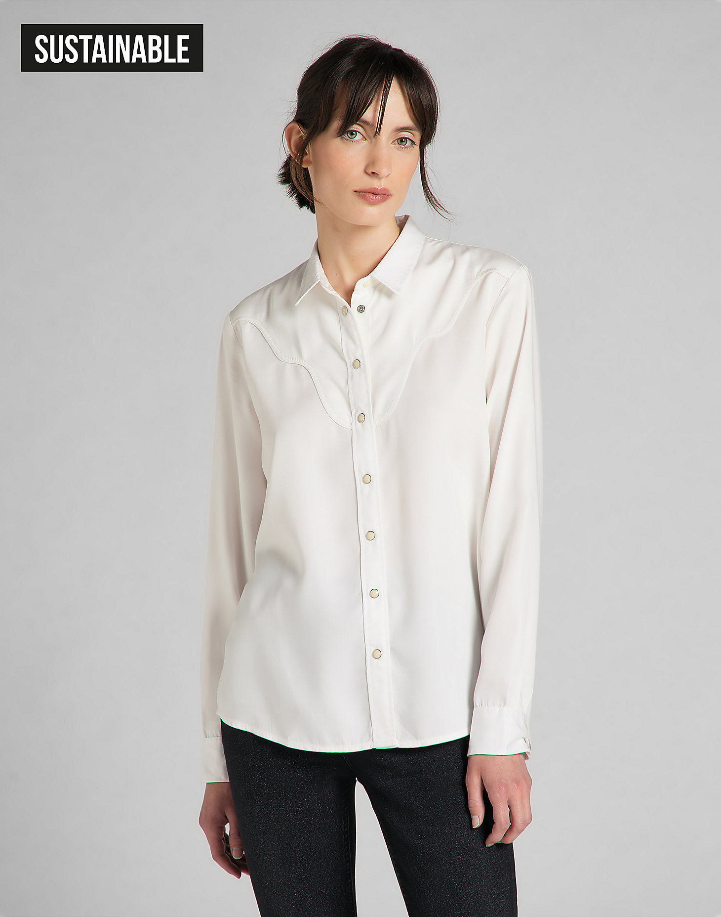 Western Shirt in White Canvas main view