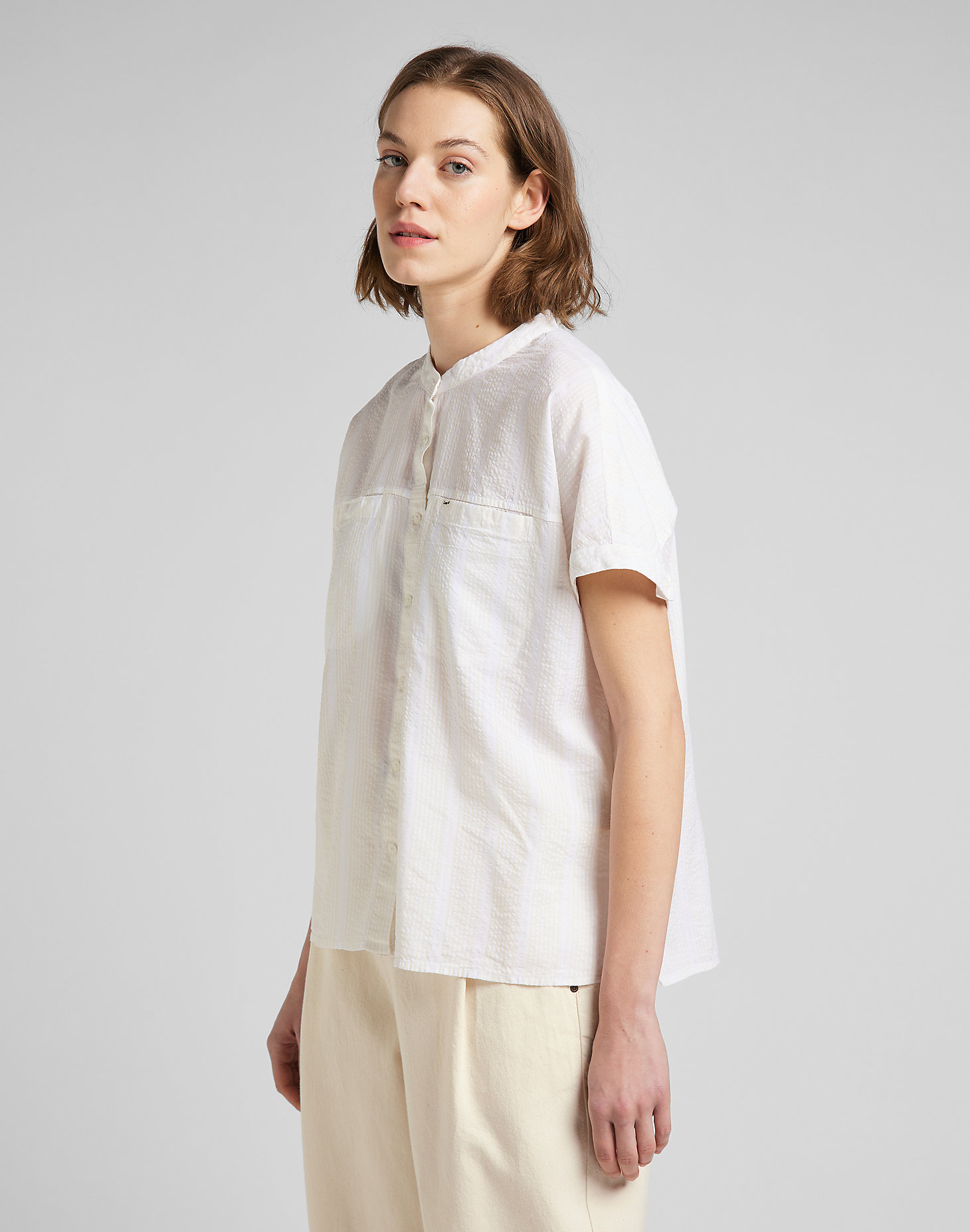 Cap Sleeve Shirt in Bright White alternative view 3