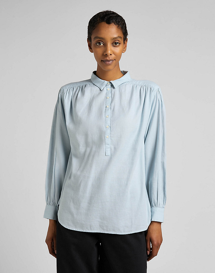Pintucked Relaxed Blouse in Shy Blue main view