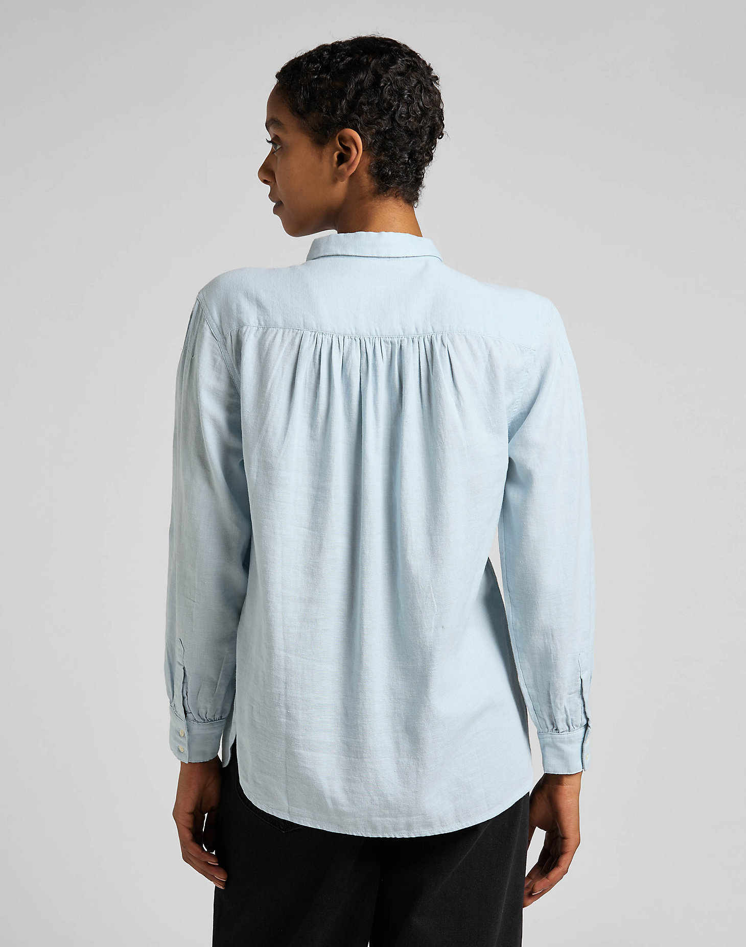 Pintucked Relaxed Blouse in Shy Blue alternative view 1