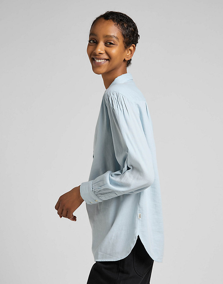 Pintucked Relaxed Blouse in Shy Blue alternative view 3
