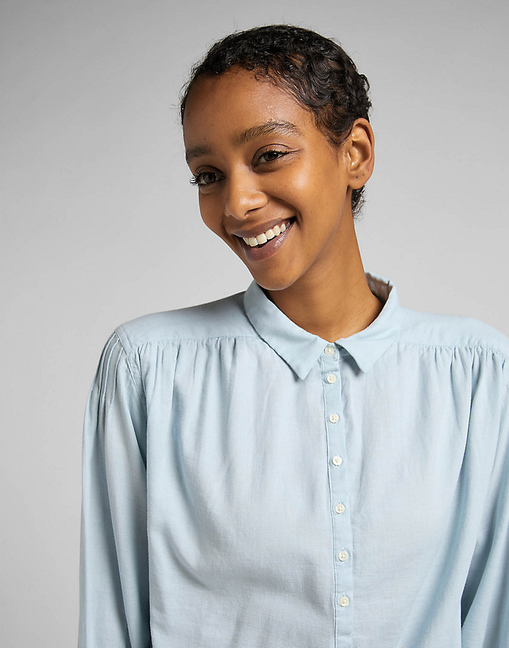 Pintucked Relaxed Blouse in Shy Blue alternative view 4