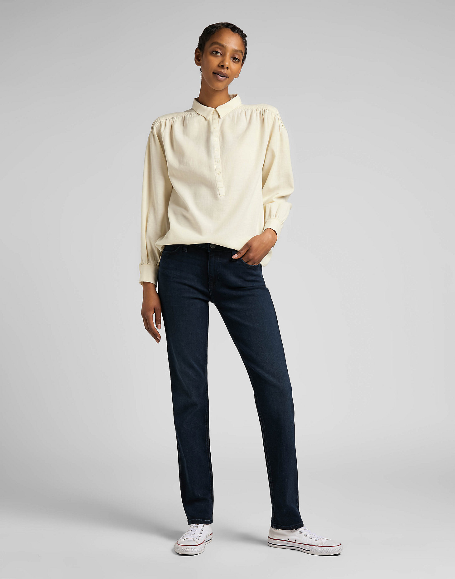 Pintucked Relaxed Blouse in Ecru alternative view 2