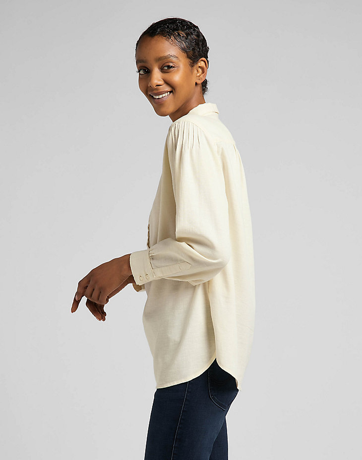 Pintucked Relaxed Blouse in Ecru alternative view 3