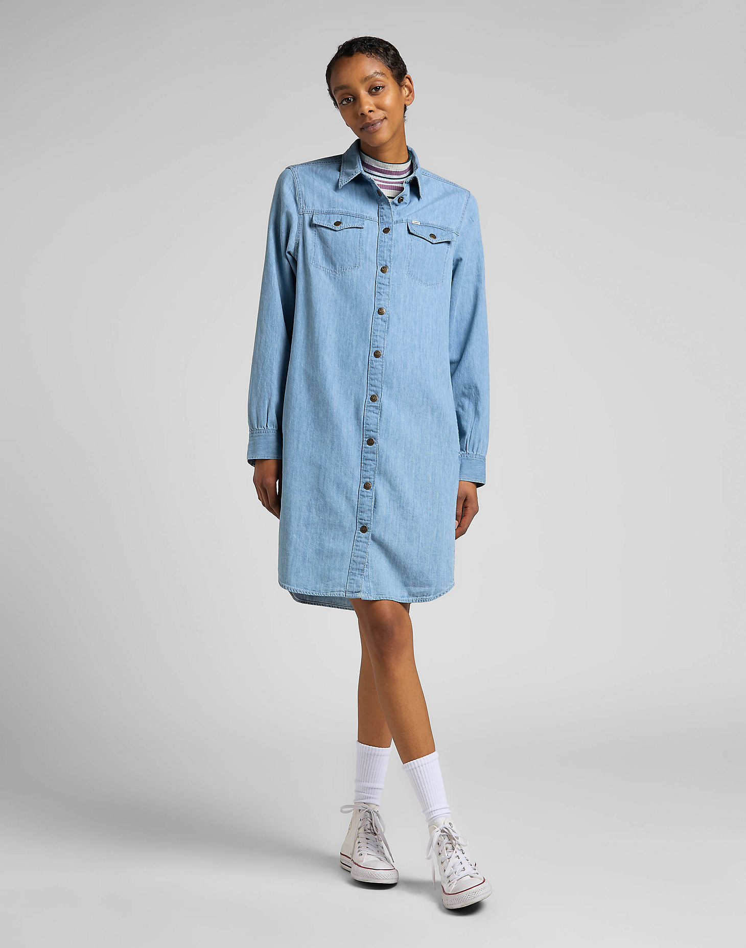 Shirt Dress in Washed Blue alternative view 2