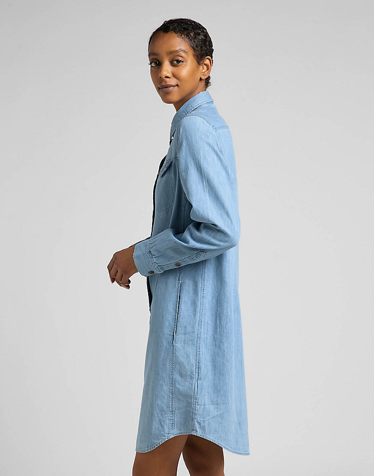 Shirt Dress in Washed Blue alternative view 3