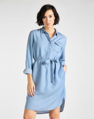 Dresses And Jumpsuits  Tencel Cotton Denim Shirt Dress Steel Blue