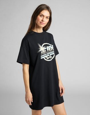 T Shirt Dress in Washed Black