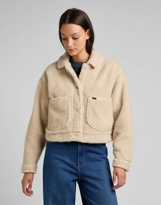 Cropped sherpa outlet jacket