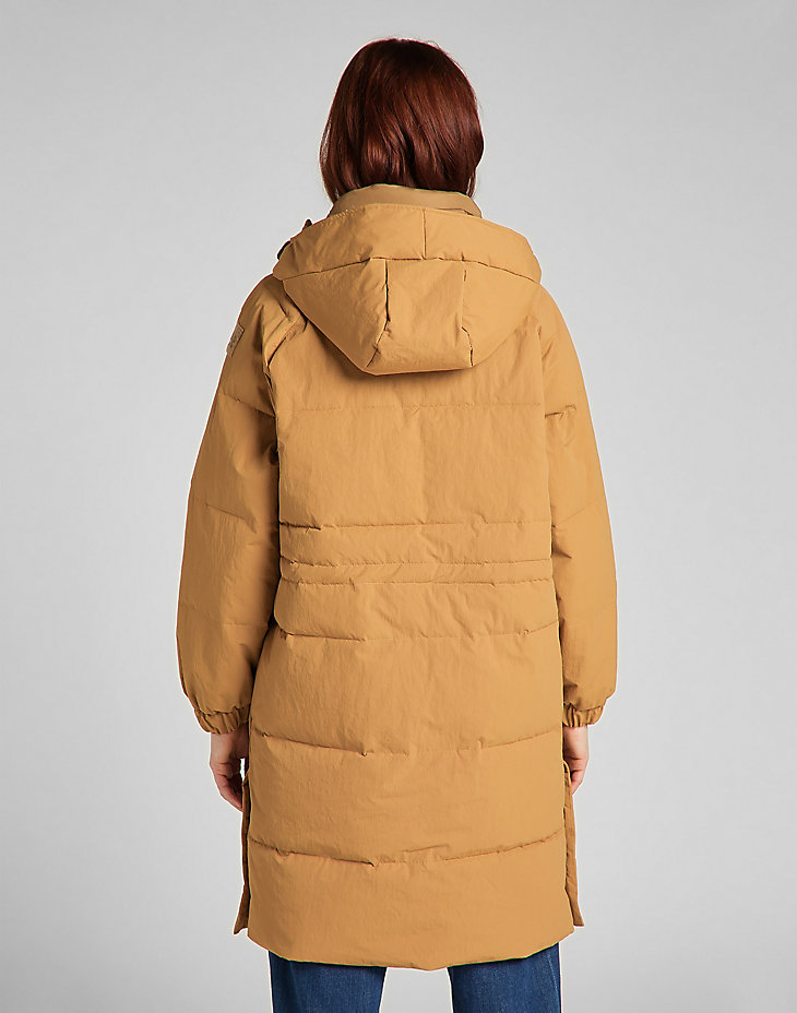 Long Puffer Jacket in Tobacco Brown alternative view