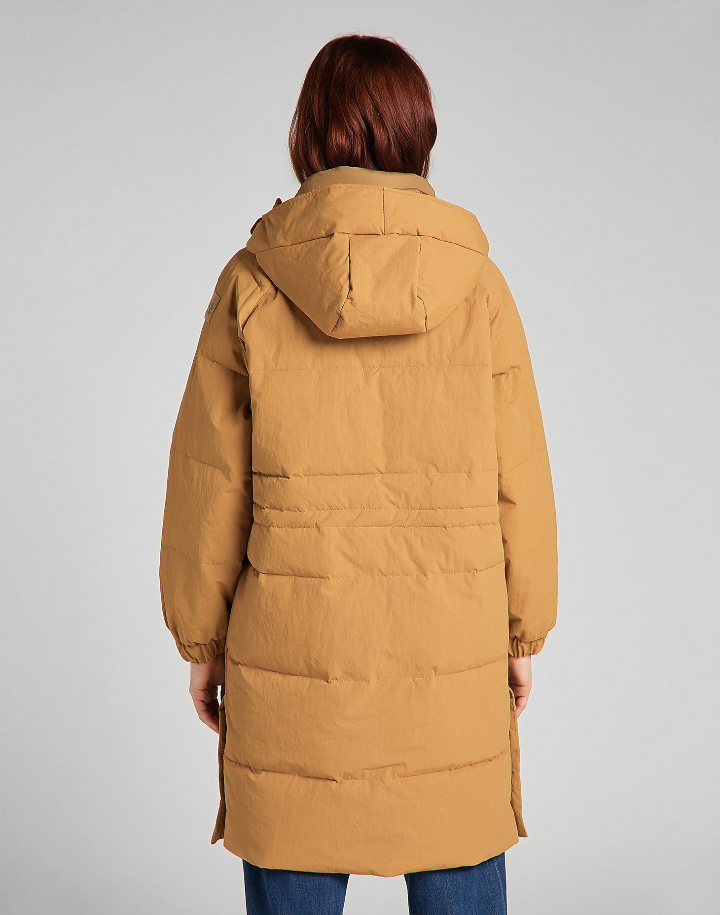 Long Puffer Jacket in Tobacco Brown alternative view 1