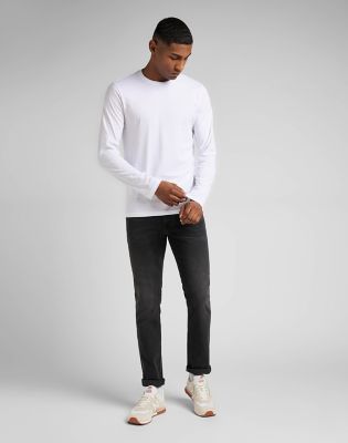 Long Sleeve Slim Twin Pack Crew Tees in White & Black alternative view 2