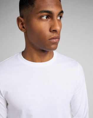 Long Sleeve Slim Twin Pack Crew Tees in White & Black alternative view 4