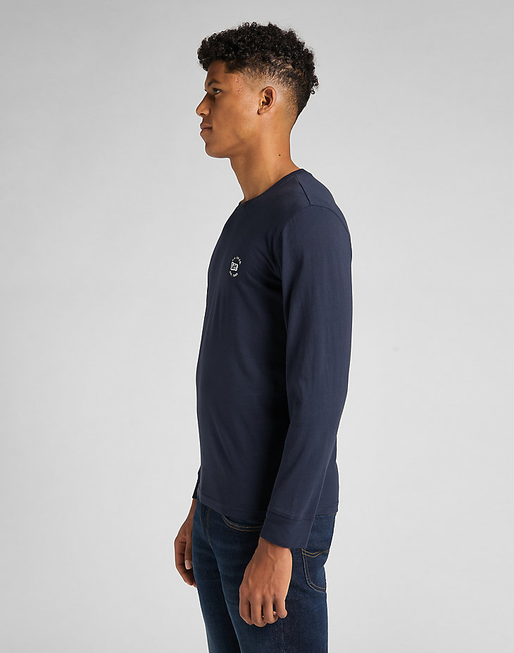 Long Sleeve Patch Logo Tee in Navy alternative view 3