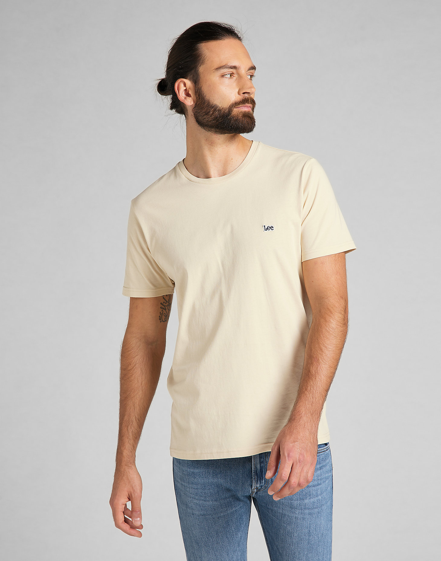 Patch Logo Tee in Beige main view