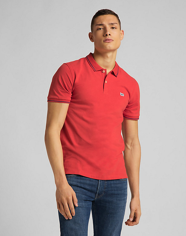 Pique Polo in Washed Red