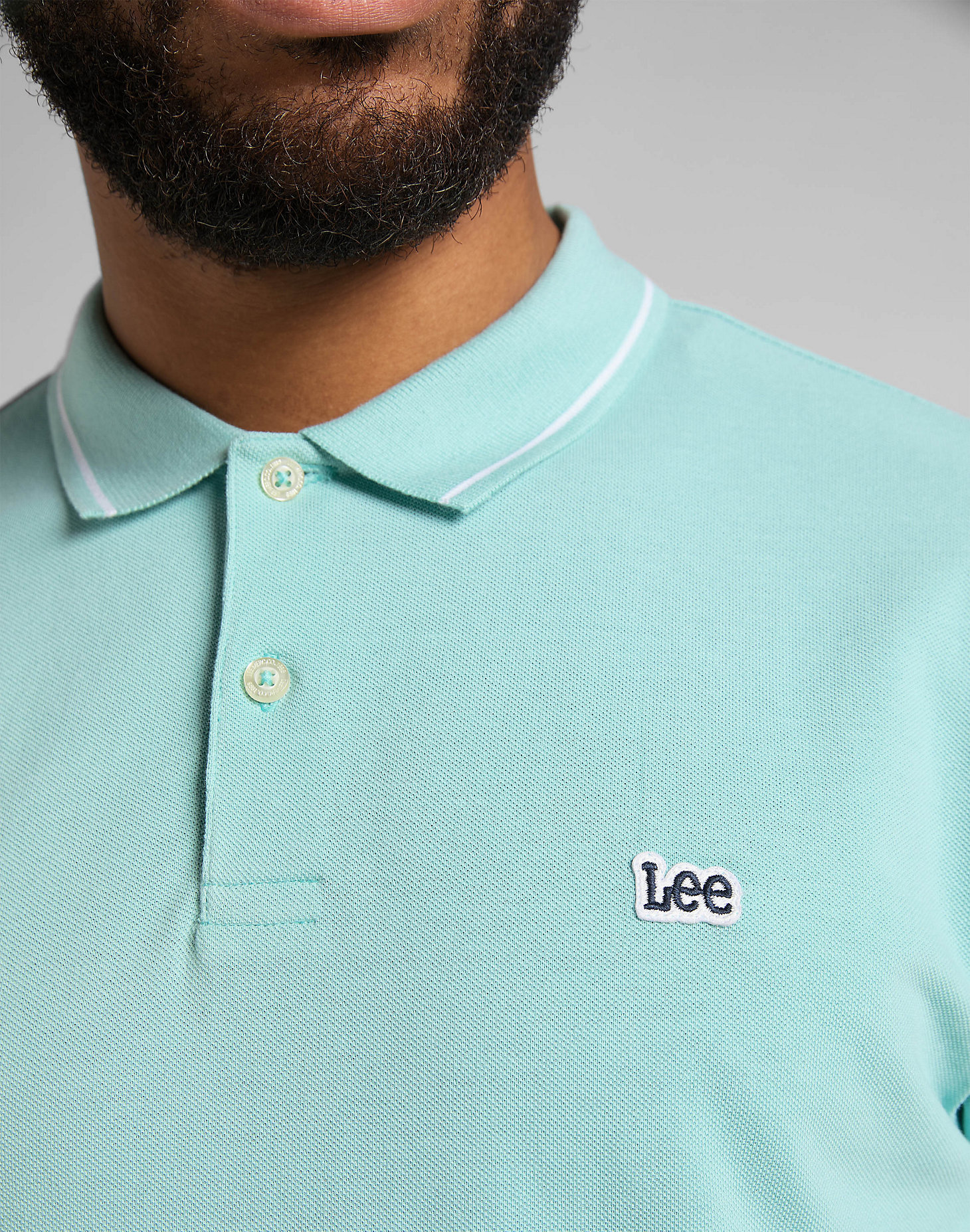 Pique Polo in Mint Blue main view