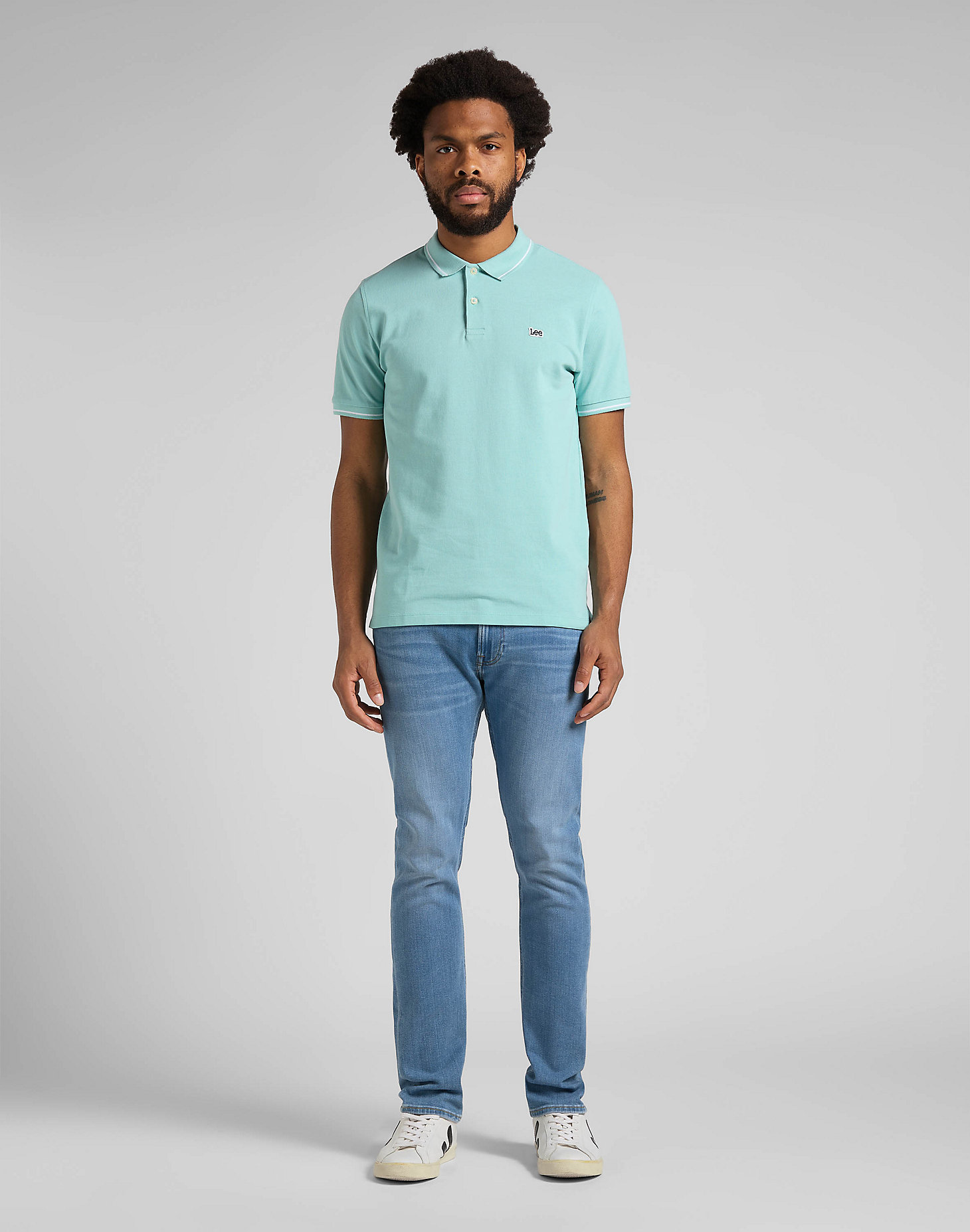 Pique Polo in Mint Blue alternative view 3