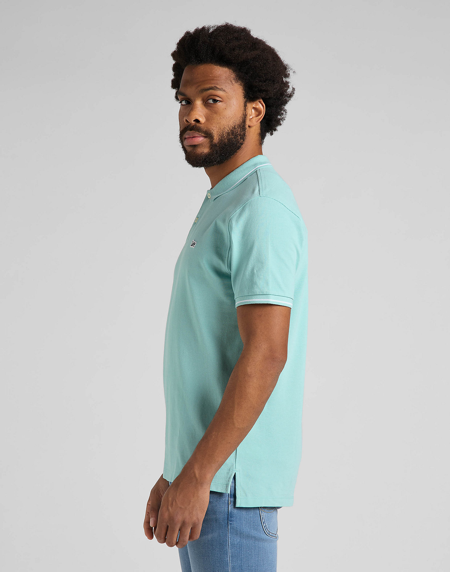 Pique Polo in Mint Blue alternative view 4
