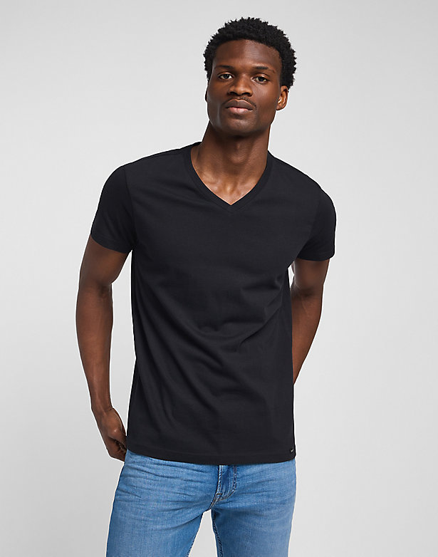 Twin Pack V Neck Tee in Black
