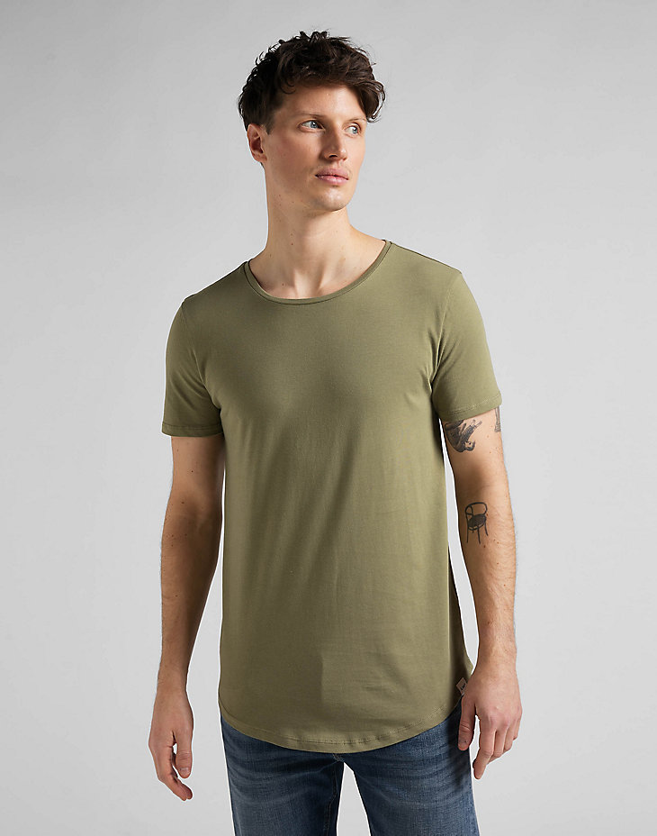 Shaped Tee in Brindle Green main view
