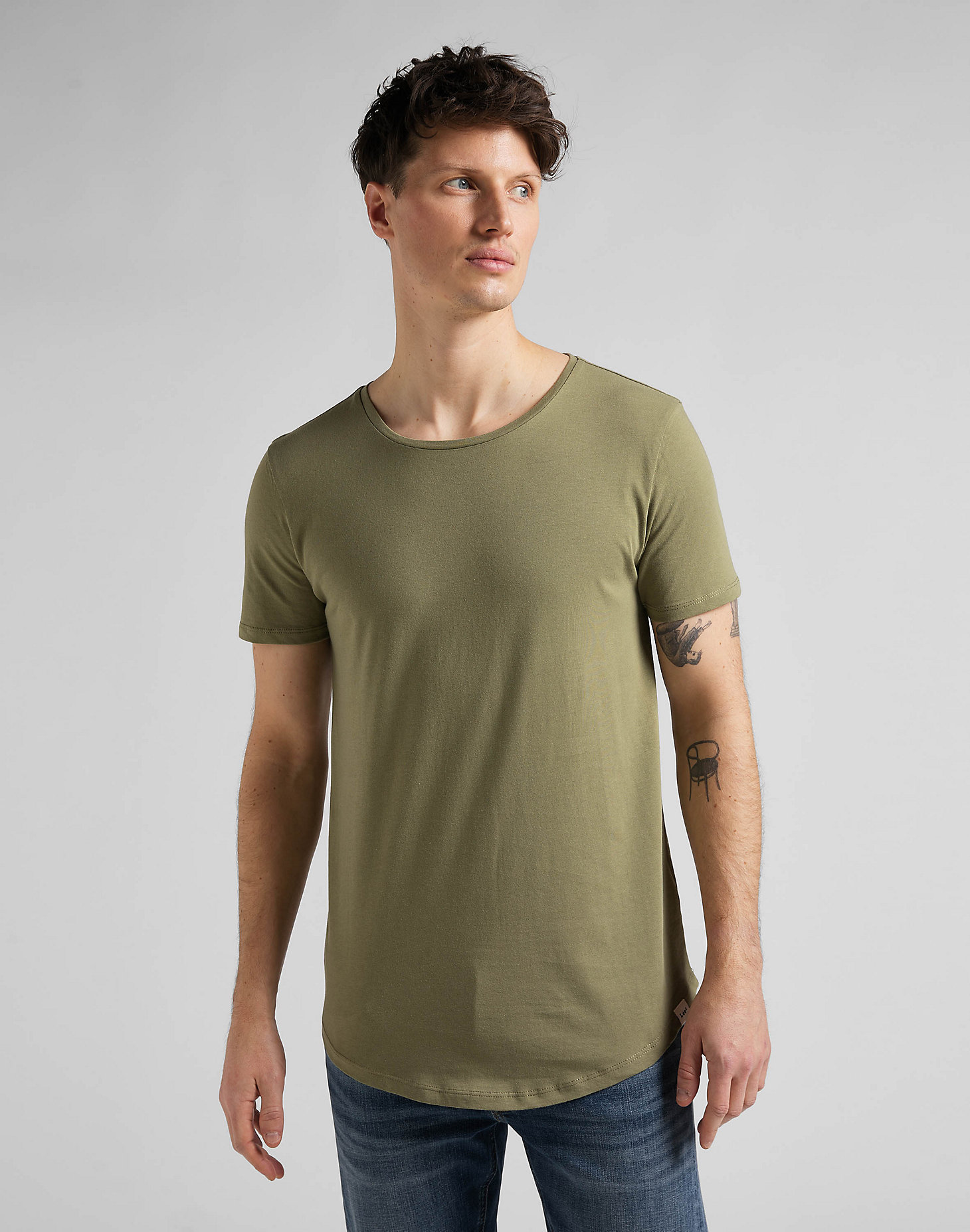 Shaped Tee in Brindle Green main view