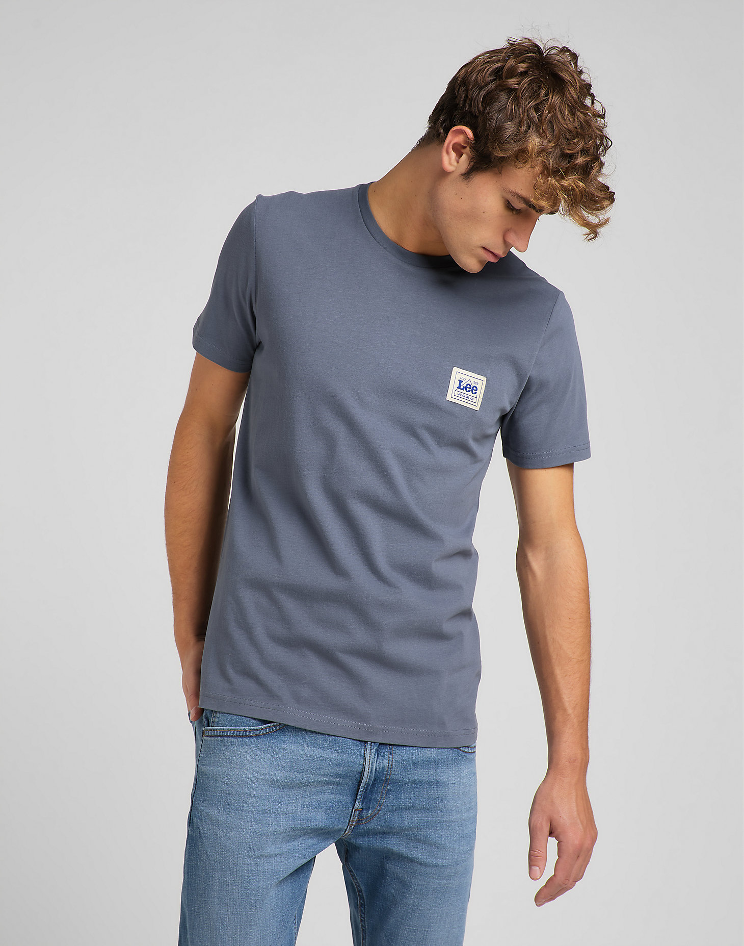 Branded Tee in Washed Grey main view
