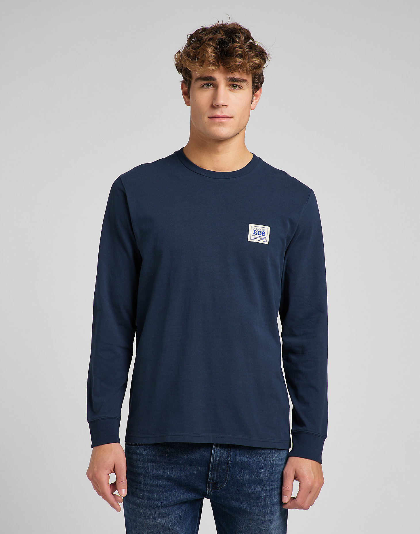 Long Sleeve Branded Tee in Bright Navy main view