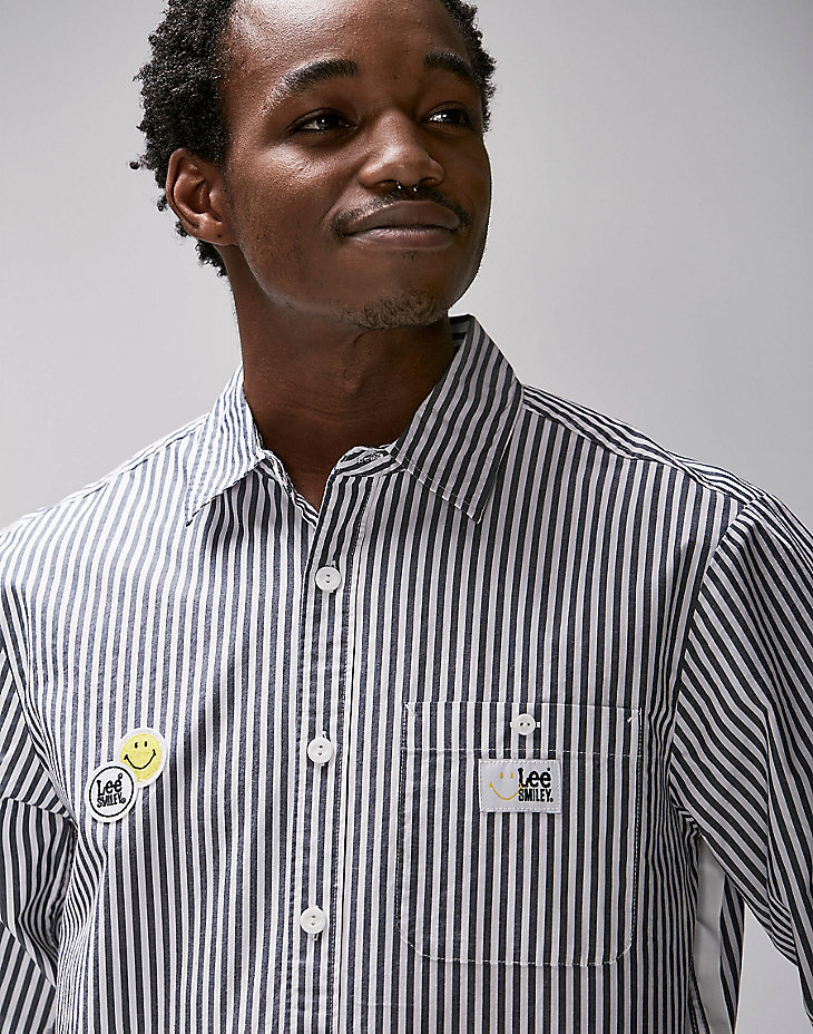 Men's Lee® X Smiley® Face Shirt in White alternative view 3