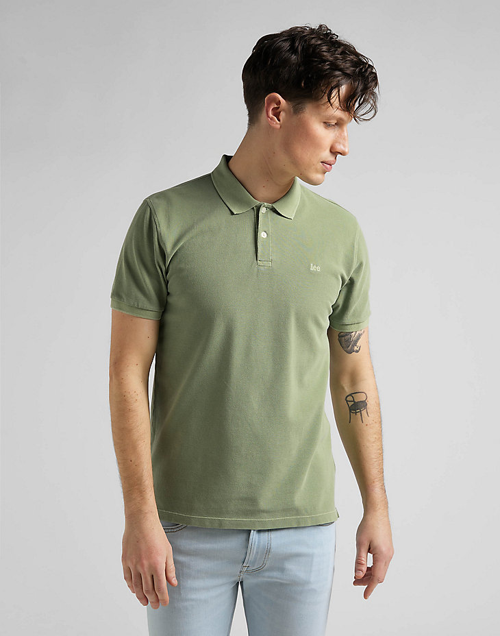 Natural Dye Polo in Brindle Green main view