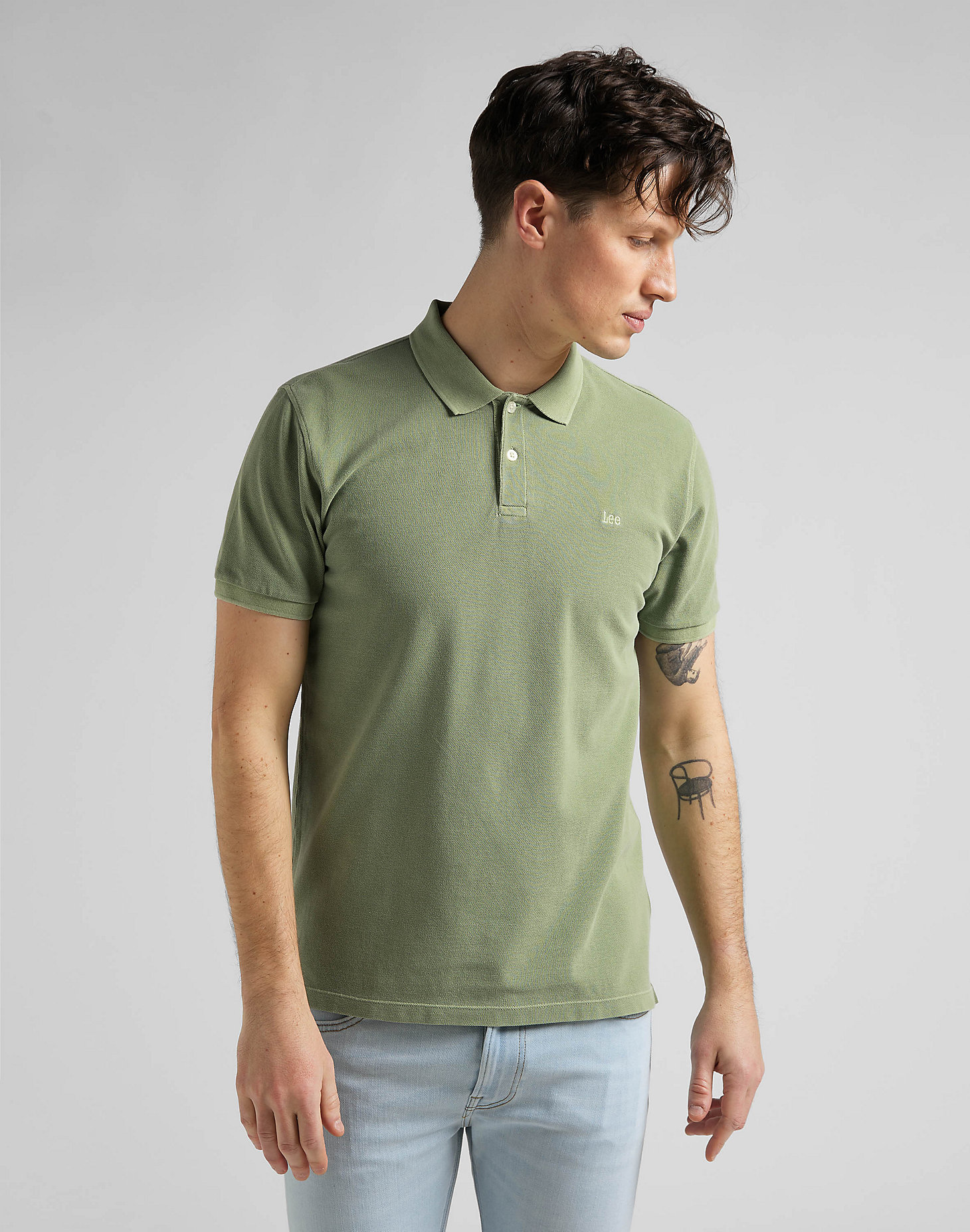 Natural Dye Polo in Brindle Green main view