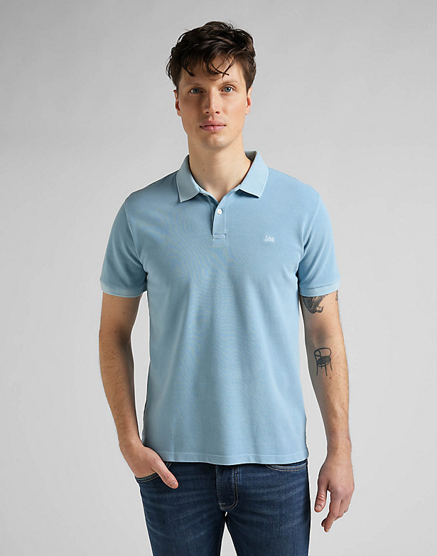 Natural Dye Polo in Ice Blue
