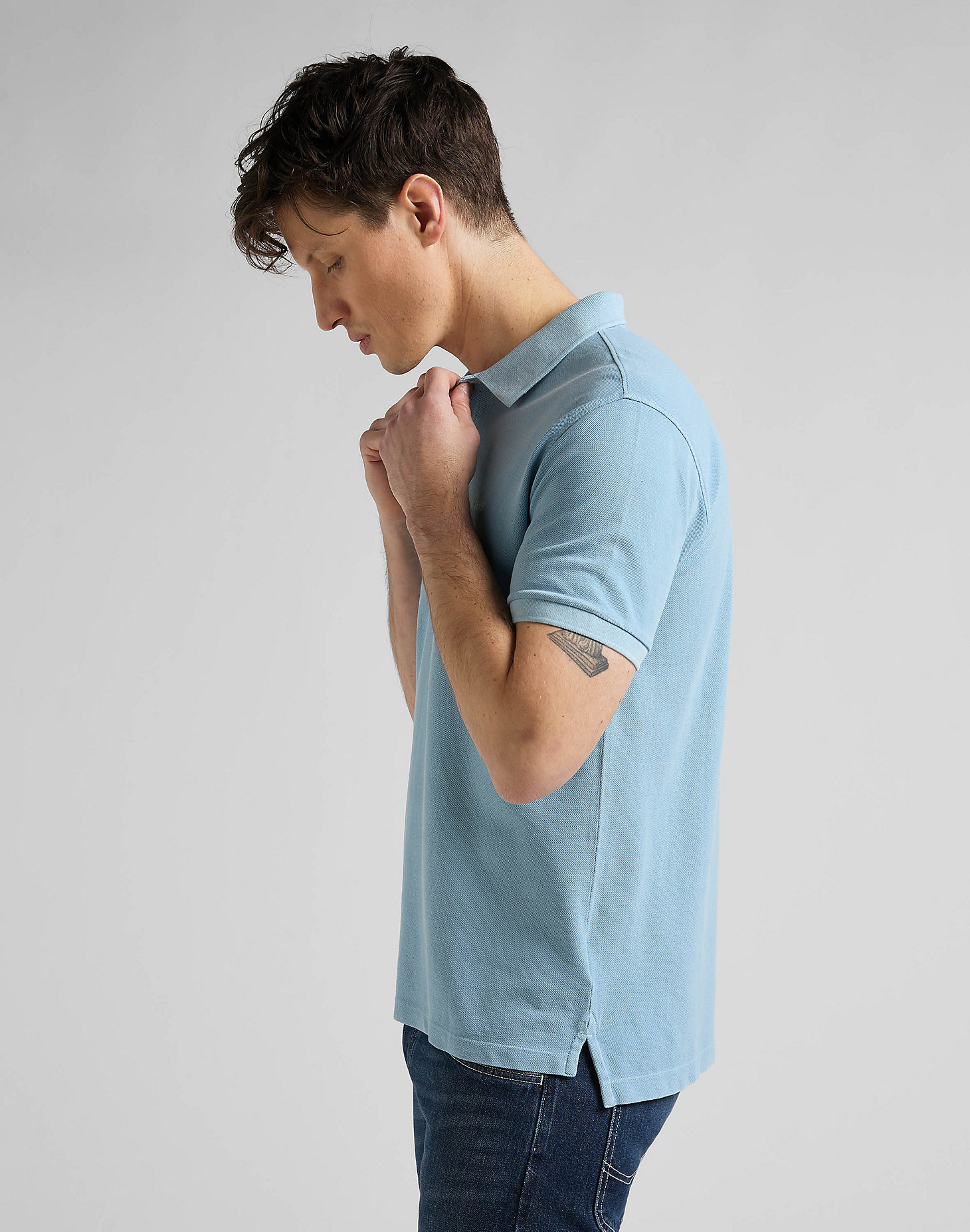 Natural Dye Polo in Ice Blue alternative view 3
