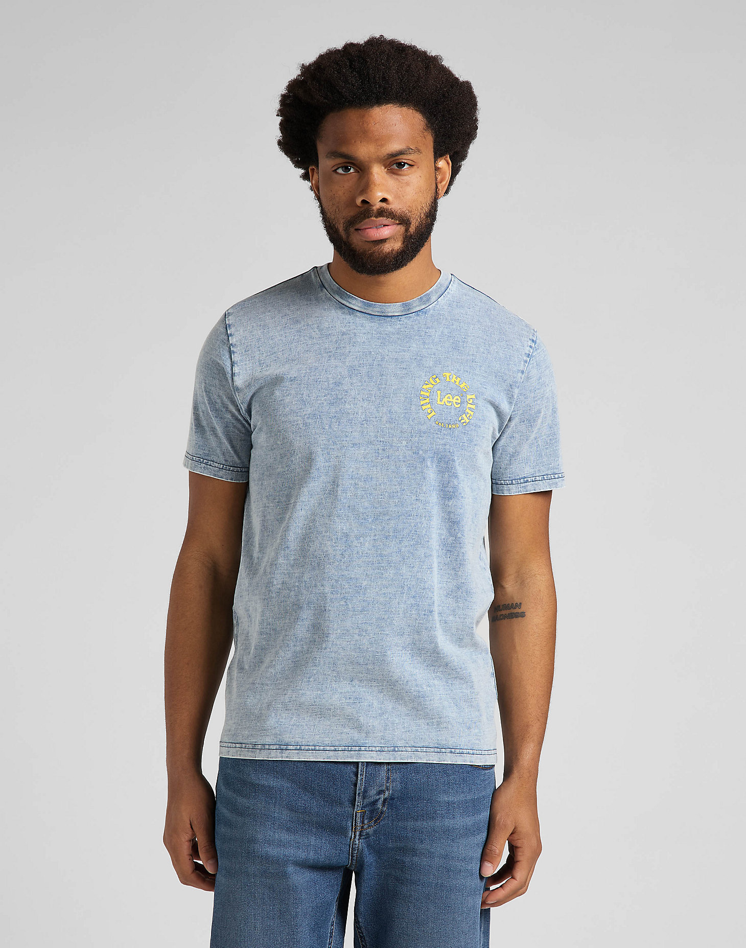 Living The Life Tee in Indigo main view