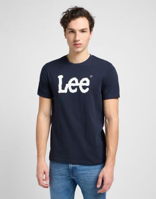 Wobbly Logo Tee | Men - Tees | Navy Drop | Lee | United Kingdom