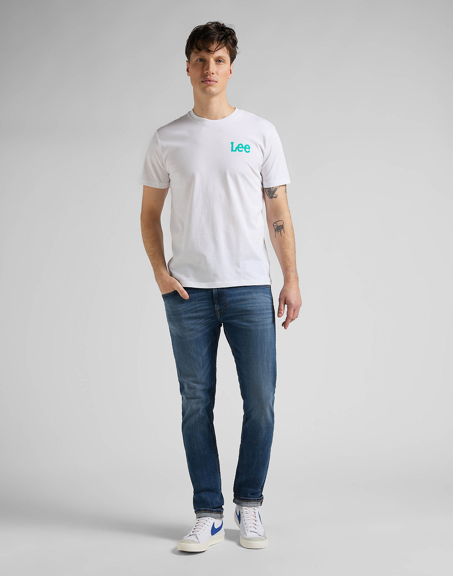 Wobbly Logo Tee in Bright White main view