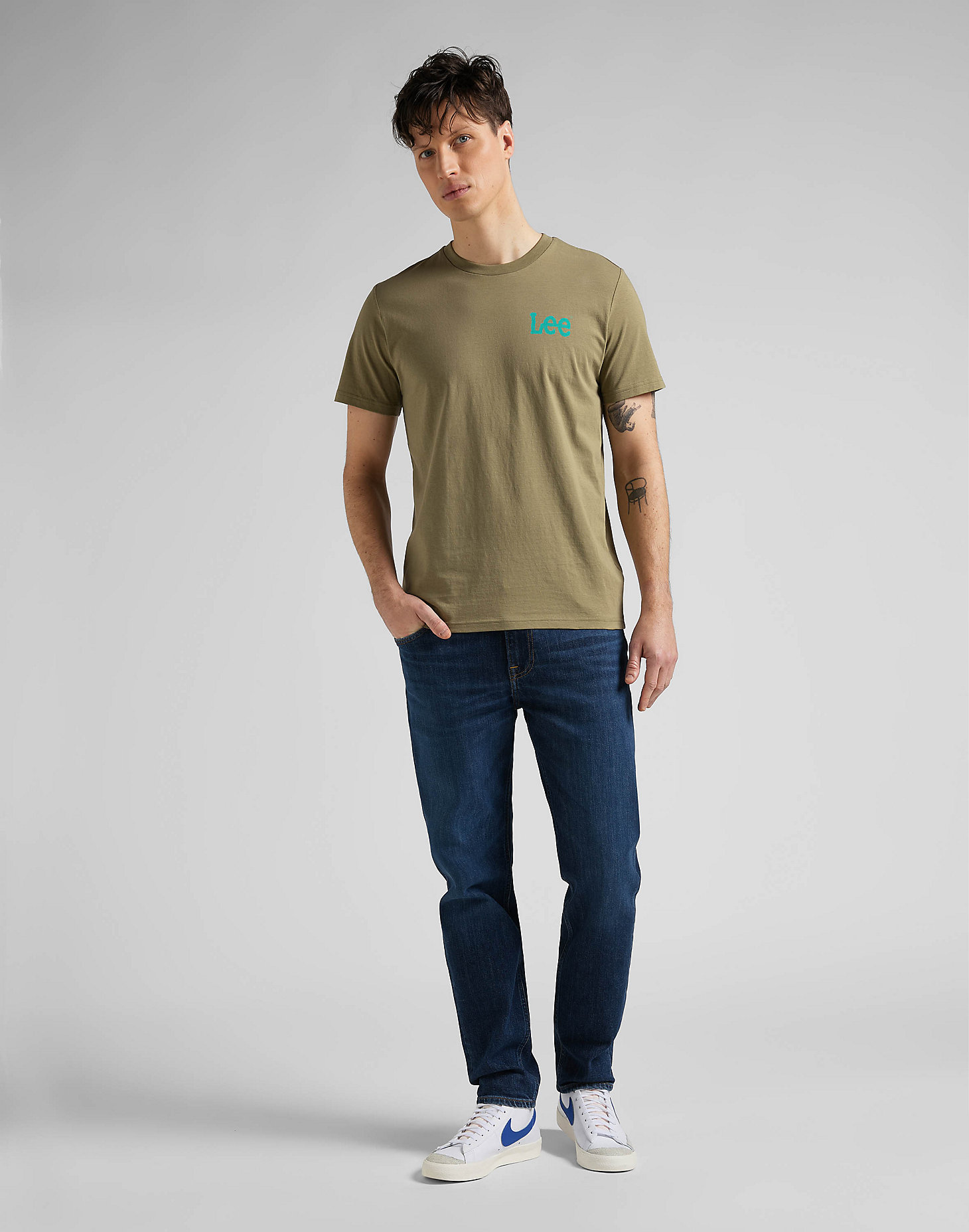 Wobbly Logo Tee in Brindle Green alternative view 2