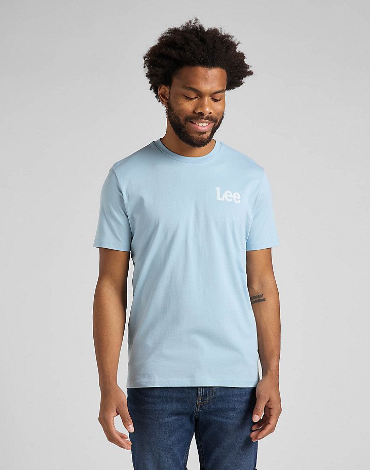 Wobbly Logo Tee in Ice Blue main view