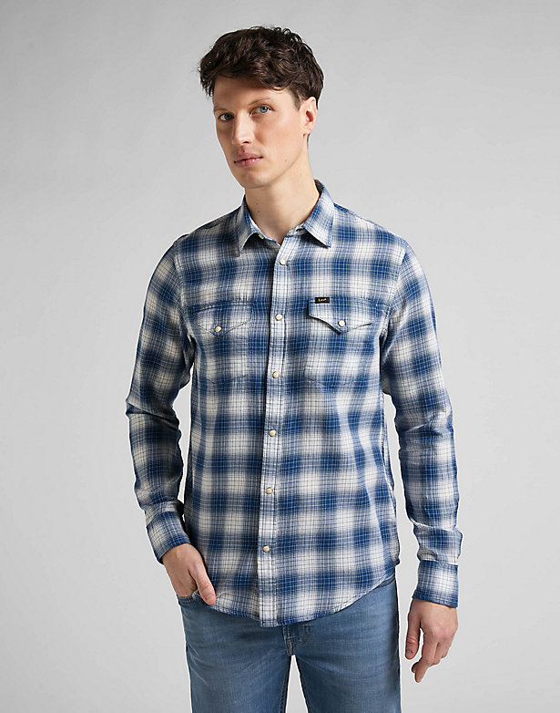 Clean Regular Western Shirt in Washed Blue