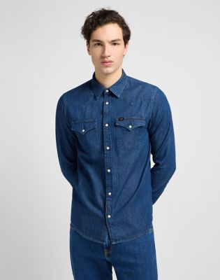 Regular Western Shirt in Mid Stone