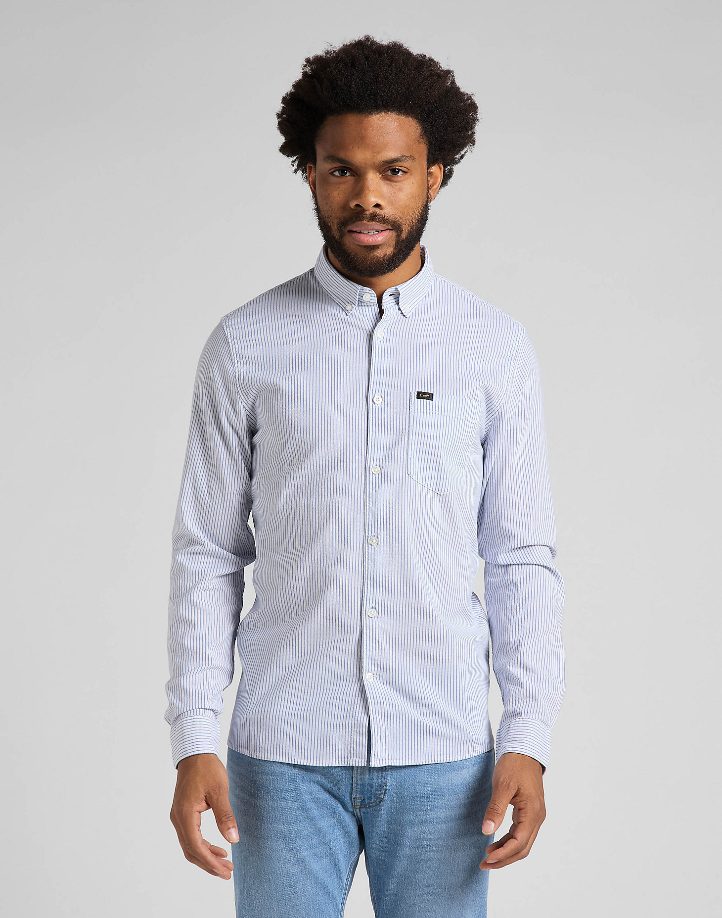 Slim Button Down Shirt in Bright White alternative view 3