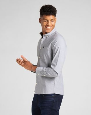 Slim Button Down Shirt in Cloudburst Grey