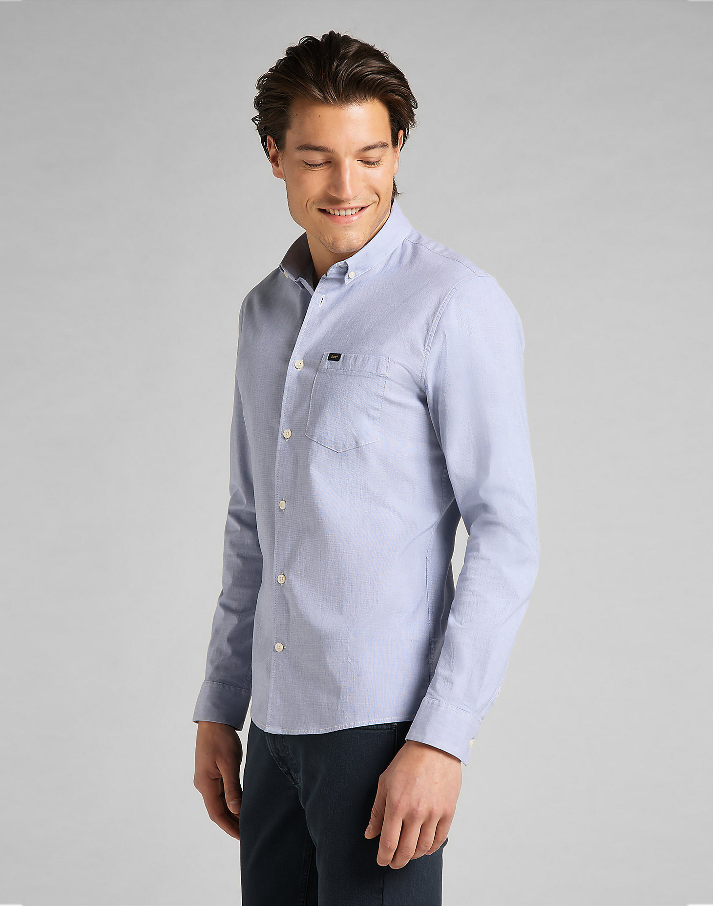 Slim Button Down Shirt in Washed Blue alternative view 3