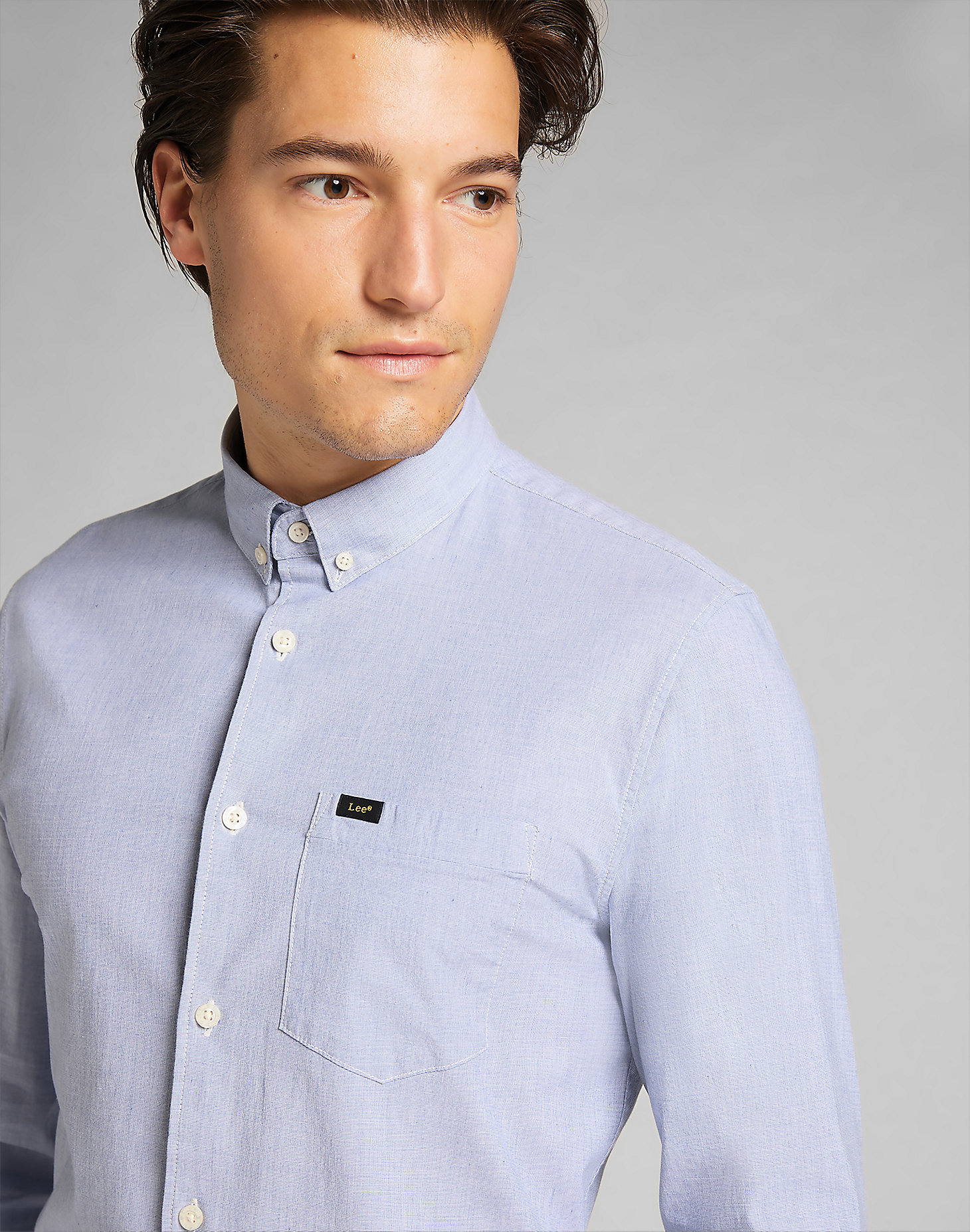 Slim Button Down Shirt in Washed Blue alternative view 4