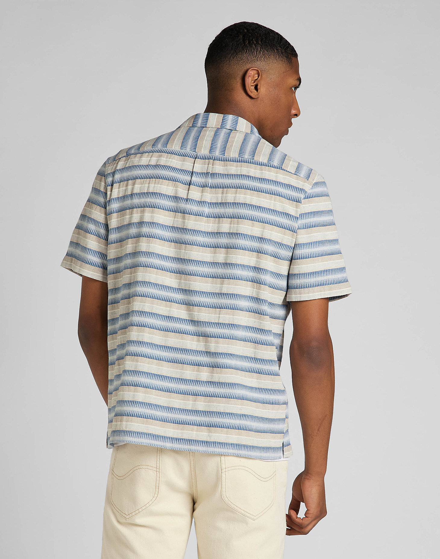 Short Sleeve Resort Shirt in Whitecap Gray Stripe alternative view 1