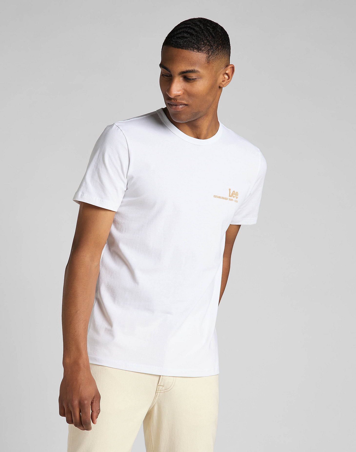 Short Sleeve Small Logo Tee in Bright White main view