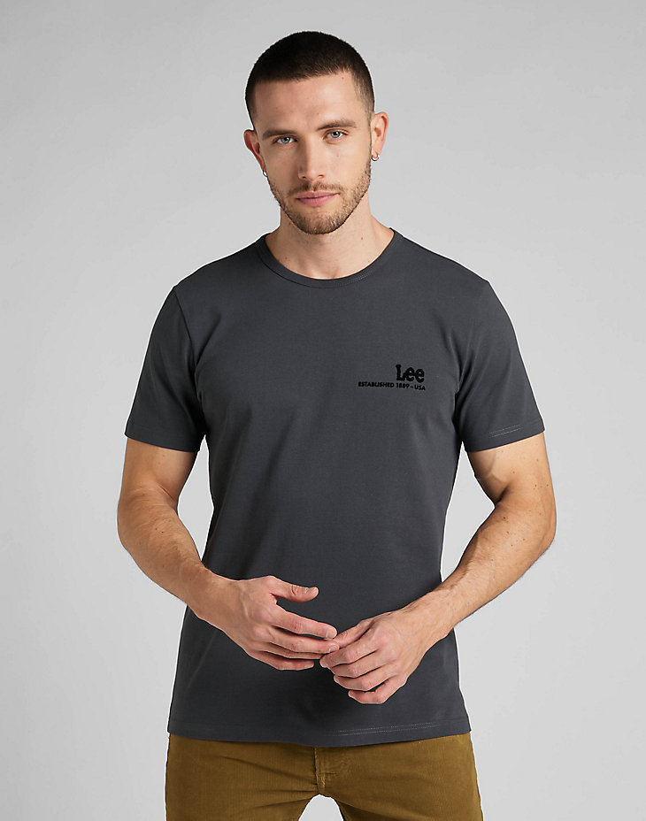 Short Sleeve Small Logo Tee in Washed Black main view