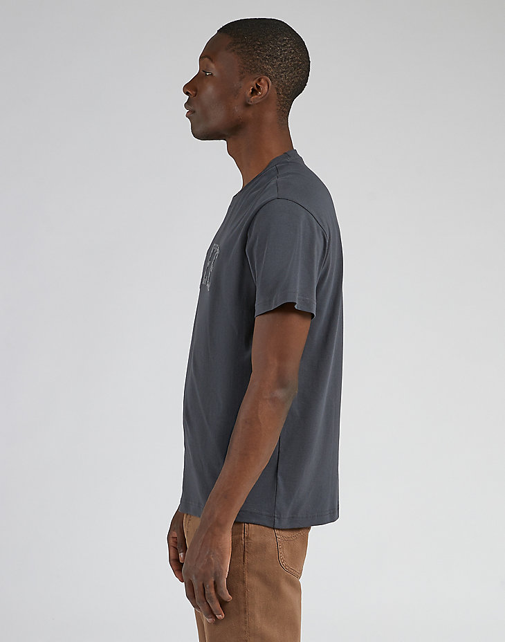 Short Sleeve Applique Tee in Washed Black alternative view 3