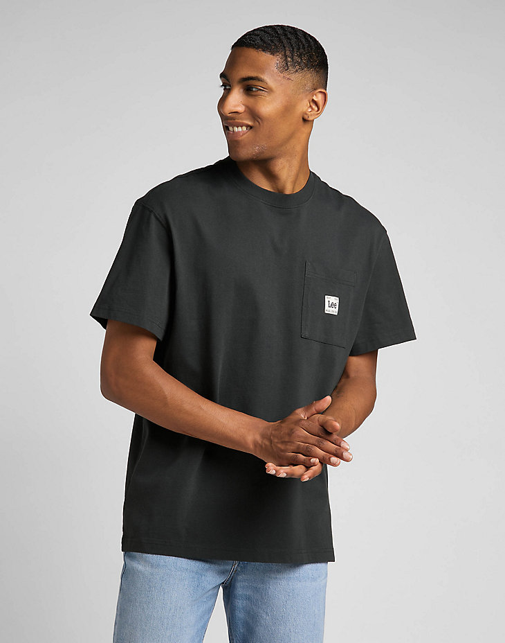 Loose Pocket Tee in Washed Black main view
